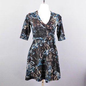 Snap Women Dress Black Blue S